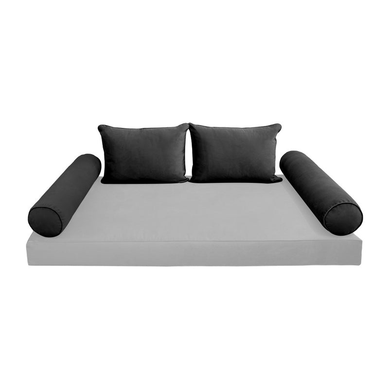 Model V4 - Velvet Indoor Daybed Bolster Pillow Backrest Cushion |COVERS ONLY|