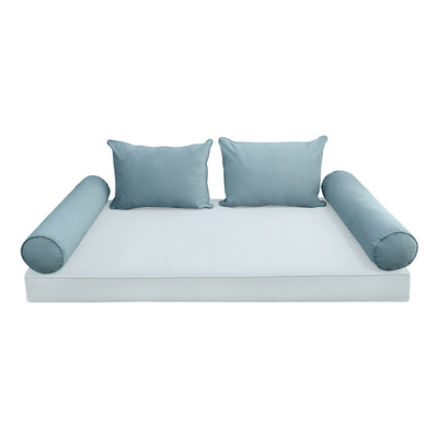 Model V4 - Velvet Indoor Daybed Bolster Pillow Backrest Cushion |COVERS ONLY|