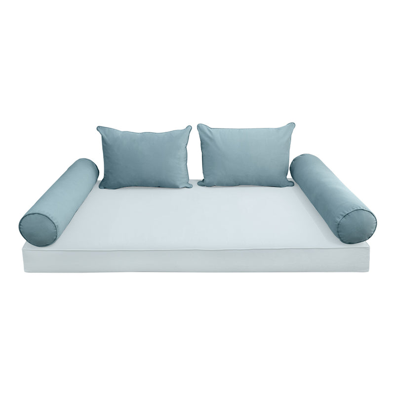 Model V4 - Velvet Indoor Daybed Bolster Pillow Backrest Cushion |COVERS ONLY|
