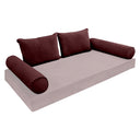 Model V4 - Velvet Indoor Daybed Bolster Pillow Backrest Cushion |COVERS ONLY|