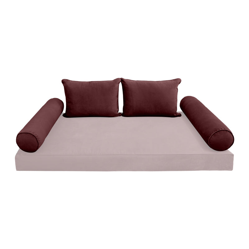 Model V4 - Velvet Indoor Daybed Bolster Pillow Backrest Cushion |COVERS ONLY|