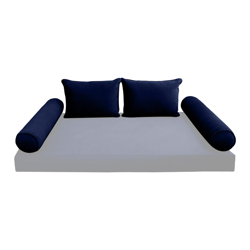 Model V4 - Velvet Indoor Daybed Bolster Pillow Backrest Cushion |COVERS ONLY|