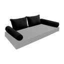 Model V4 - Velvet Indoor Daybed Bolster Pillow Backrest Cushion |COVERS ONLY|