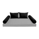 Model V4 - Velvet Indoor Daybed Bolster Pillow Backrest Cushion |COVERS ONLY|