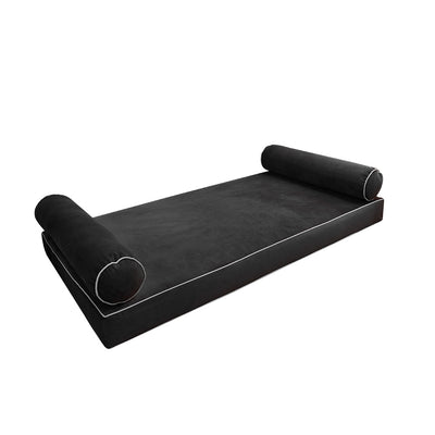 Model V5 - Velvet Indoor Daybed Mattress Bolster Pillows and Covers |Complete Set|