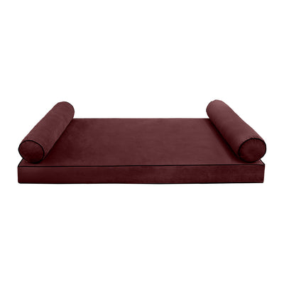 Model V5 - Velvet Indoor Daybed Mattress Bolster Pillows and Covers |Complete Set|