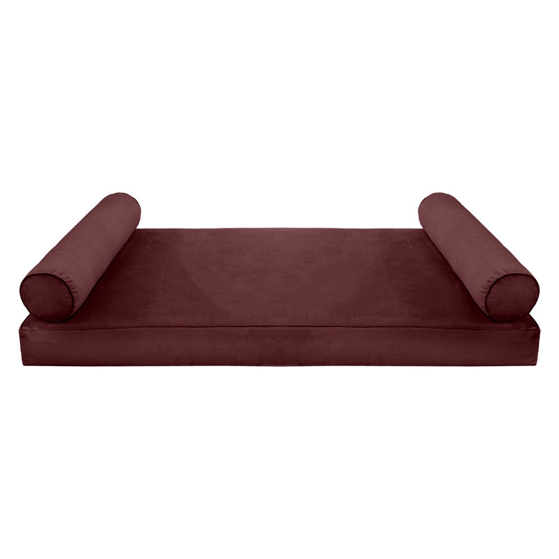 Model V5 - Velvet Indoor Daybed Mattress Bolster Pillows and Covers |Complete Set|