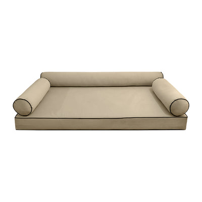 Model V6 - Velvet Indoor Daybed Mattress Bolster Pillow |COVERS ONLY|