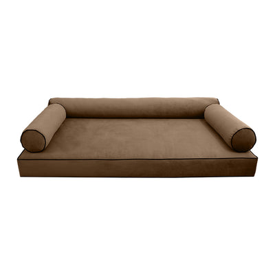 Model V6 - Velvet Indoor Daybed Mattress Bolster Pillow |COVERS ONLY|
