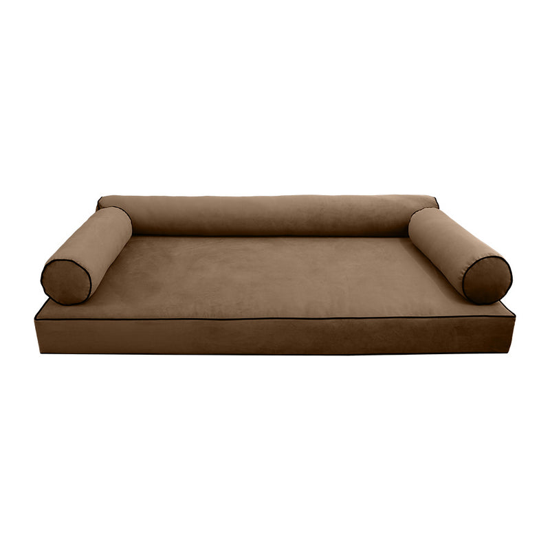 Model V6 - Velvet Indoor Daybed Mattress Bolster Pillow |COVERS ONLY|