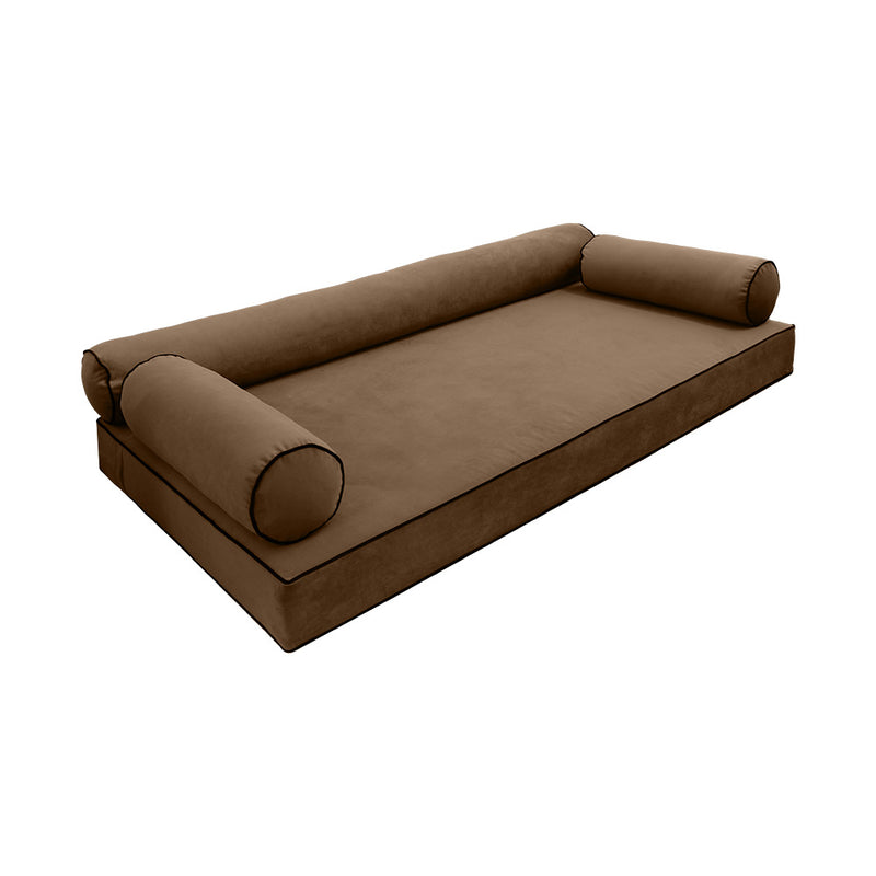 Model V6 - Velvet Indoor Daybed Mattress Bolster Pillow |COVERS ONLY|