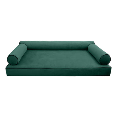 Model V6 - Velvet Indoor Daybed Mattress Bolster Pillow |COVERS ONLY|