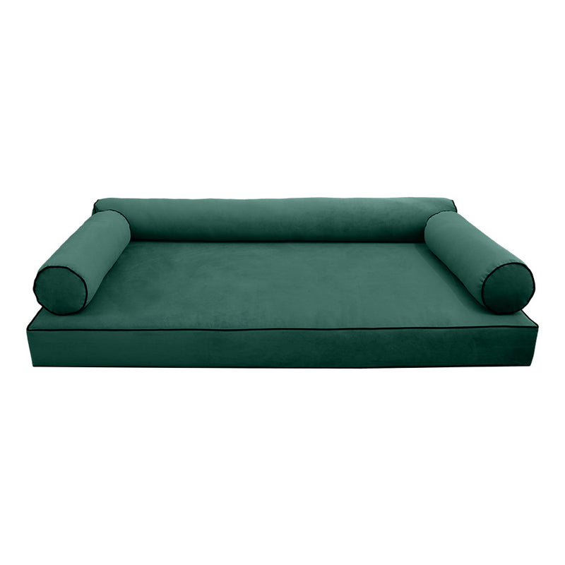 Model V6 - Velvet Indoor Daybed Mattress Bolster Pillow |COVERS ONLY|