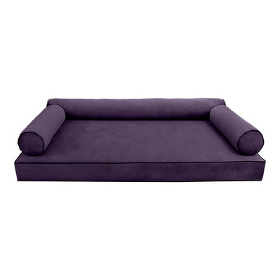 Model V6 - Velvet Indoor Daybed Mattress Bolster Pillow |COVERS ONLY|