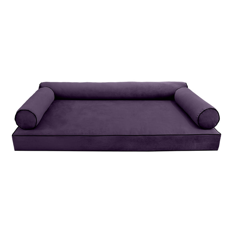 Model V6 - Velvet Indoor Daybed Mattress Bolster Pillow |COVERS ONLY|