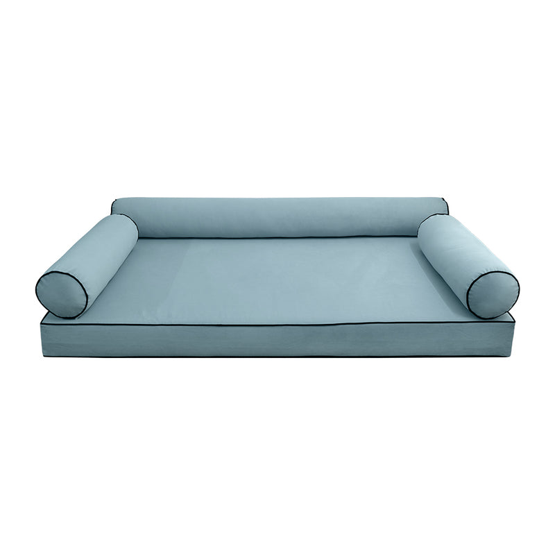 Model V6 - Velvet Indoor Daybed Mattress Bolster Pillow |COVERS ONLY|
