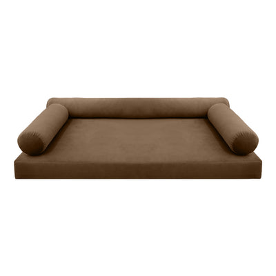 Model V6 - Velvet Indoor Daybed Mattress Bolster Pillow |COVERS ONLY|
