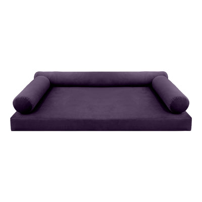 Model V6 - Velvet Indoor Daybed Mattress Bolster Pillow |COVERS ONLY|