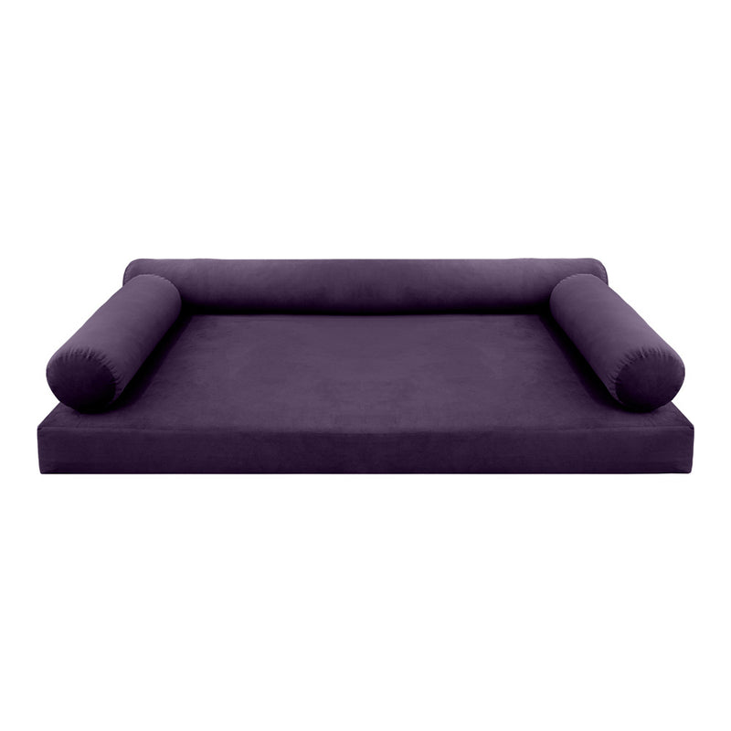 Model V6 - Velvet Indoor Daybed Mattress Bolster Pillow |COVERS ONLY|