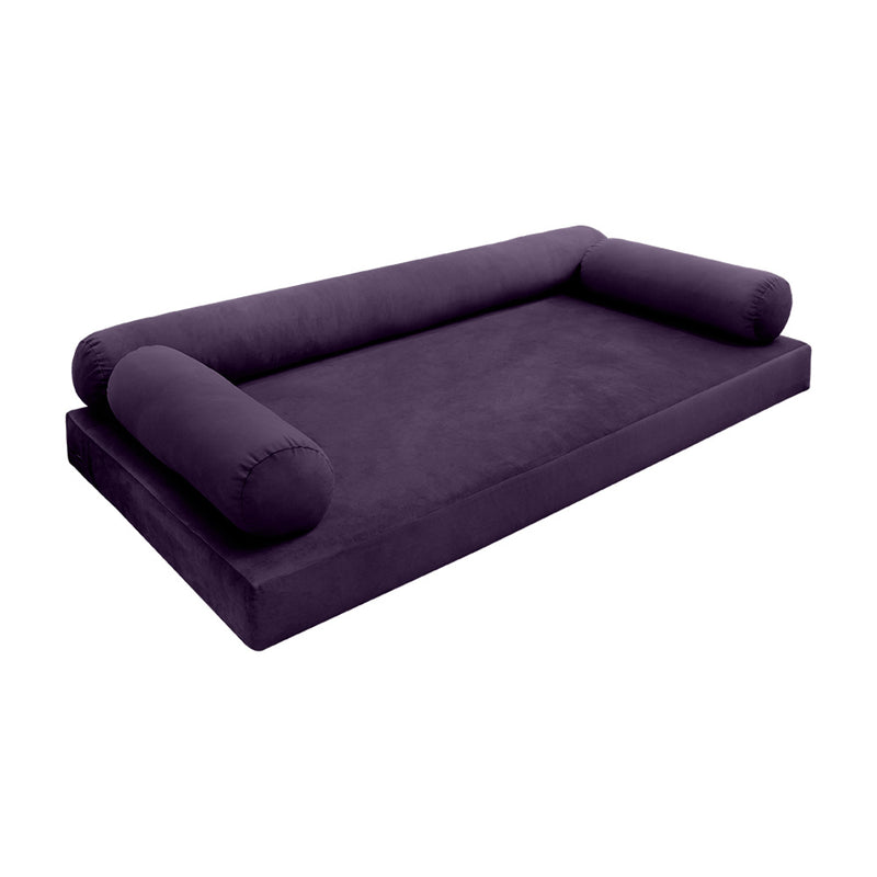 Model V6 - Velvet Indoor Daybed Mattress Bolster Pillow |COVERS ONLY|