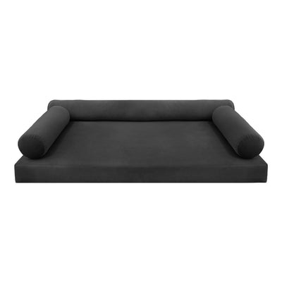 Model V6 - Velvet Indoor Daybed Mattress Bolster Pillow |COVERS ONLY|