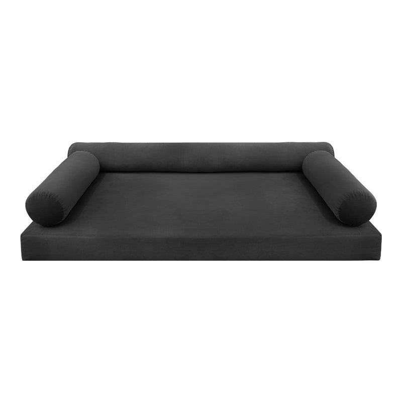 Model V6 - Velvet Indoor Daybed Mattress Bolster Pillow |COVERS ONLY|