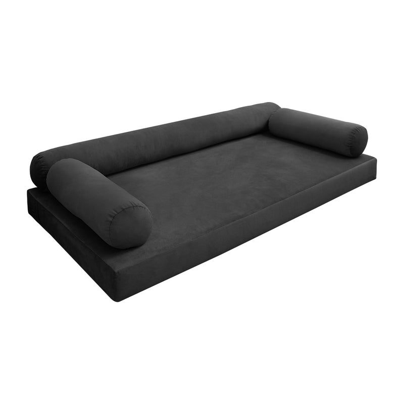 Model V6 - Velvet Indoor Daybed Mattress Bolster Pillow |COVERS ONLY|