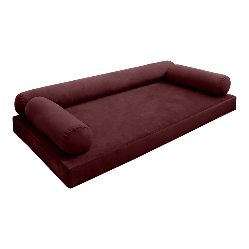 Model V6 - Velvet Indoor Daybed Mattress Bolster Pillow |COVERS ONLY|