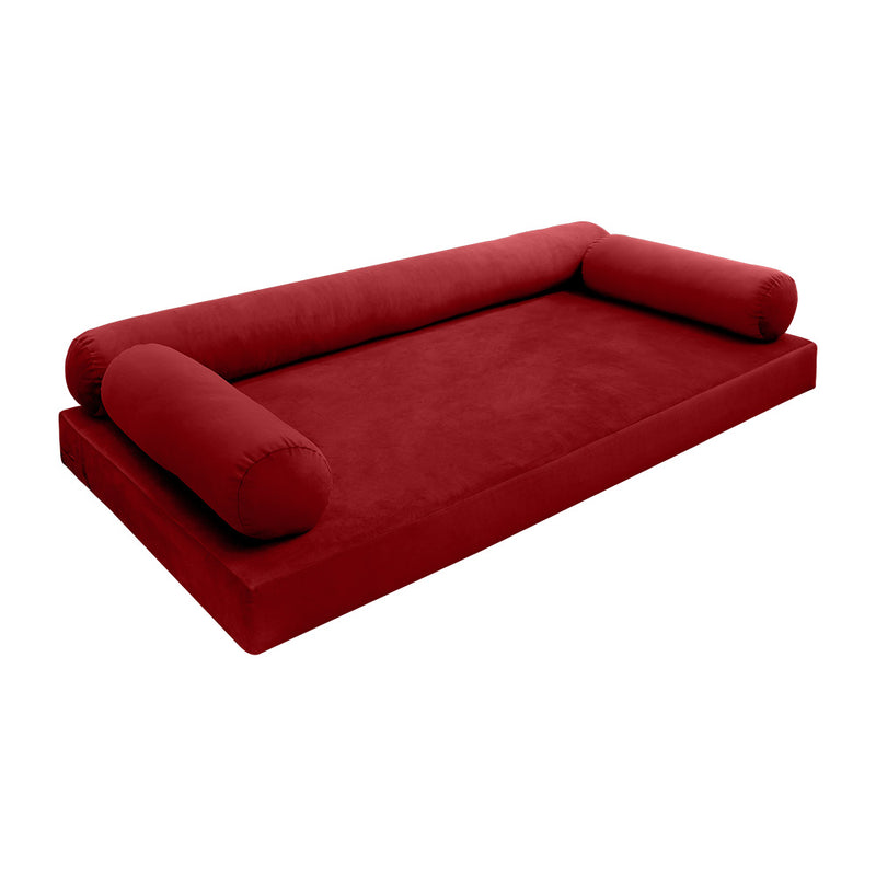 Model V6 - Velvet Indoor Daybed Mattress Bolster Pillow |COVERS ONLY|