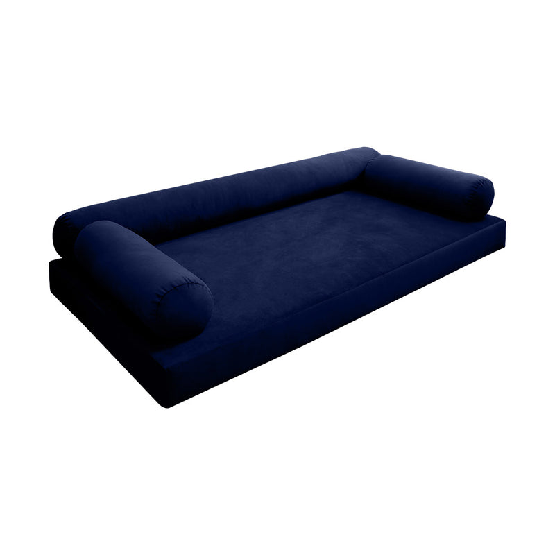 Model V6 - Velvet Indoor Daybed Mattress Bolster Pillow |COVERS ONLY|