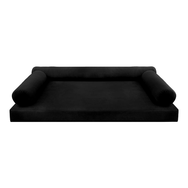 Model V6 - Velvet Indoor Daybed Mattress Bolster Pillow |COVERS ONLY|