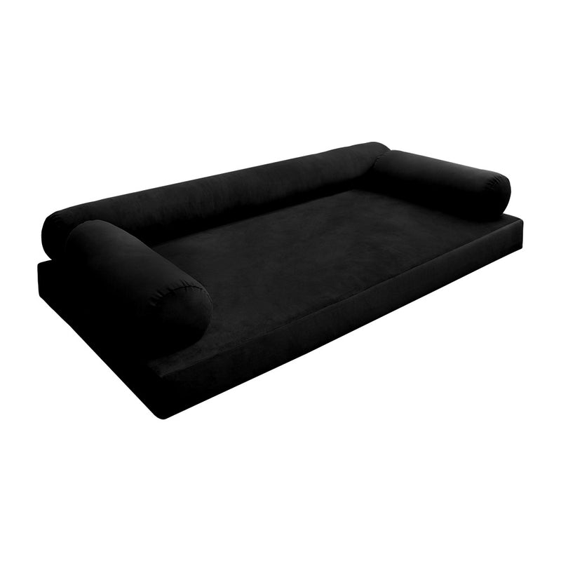 Model V6 - Velvet Indoor Daybed Mattress Bolster Pillow |COVERS ONLY|