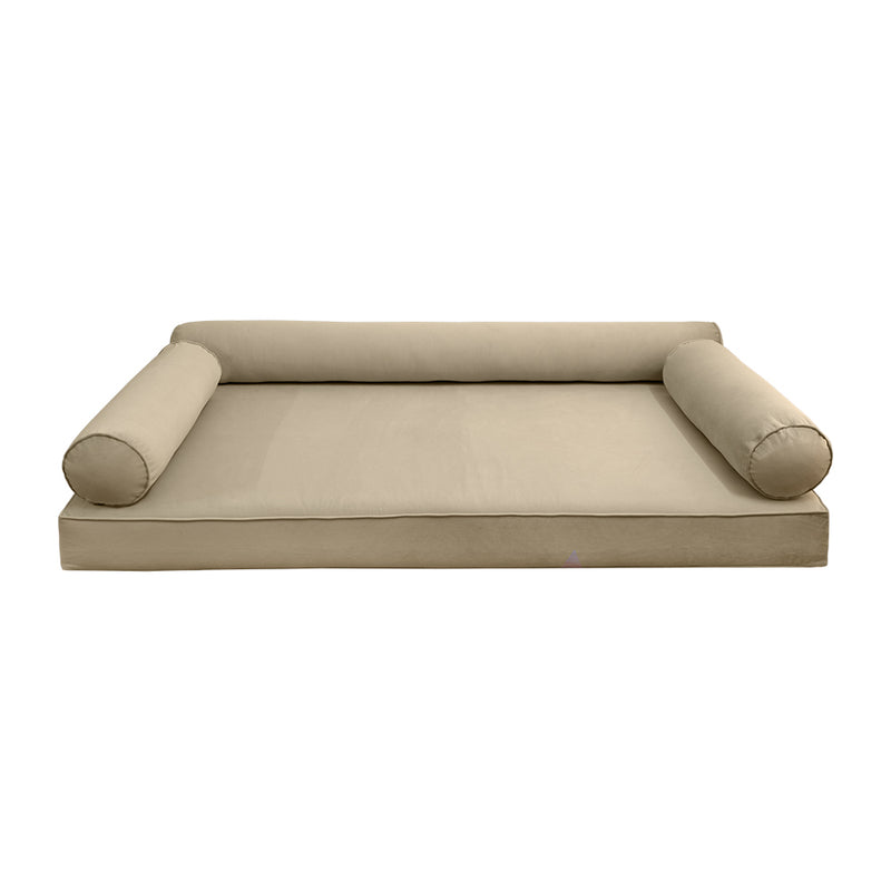 Model V6 - Velvet Indoor Daybed Mattress Bolster Pillow |COVERS ONLY|