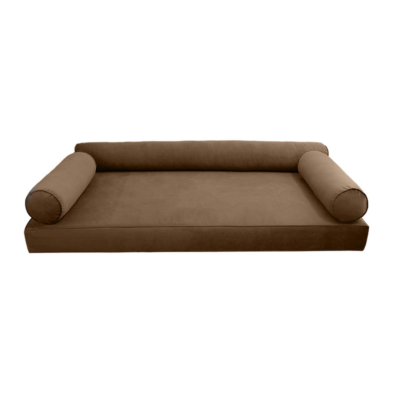 Model V6 - Velvet Indoor Daybed Mattress Bolster Pillow |COVERS ONLY|