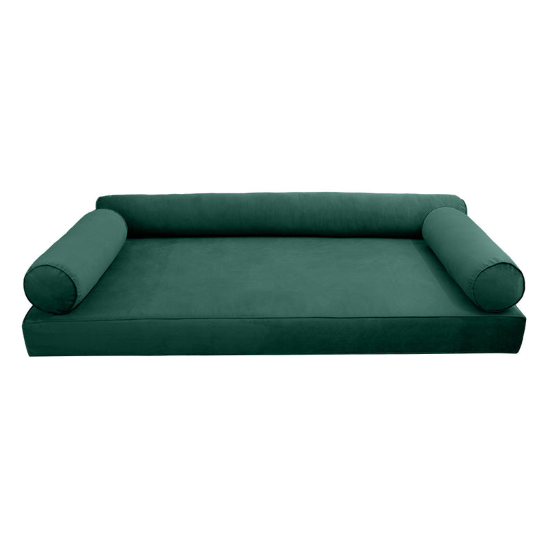 Model V6 - Velvet Indoor Daybed Mattress Bolster Pillow |COVERS ONLY|