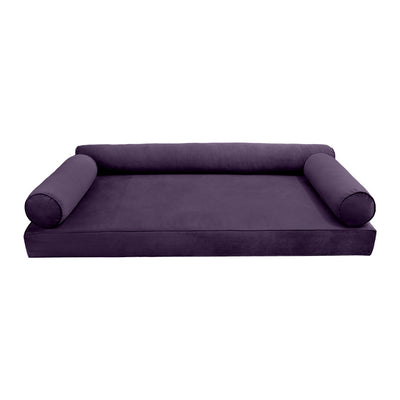 Model V6 - Velvet Indoor Daybed Mattress Bolster Pillow |COVERS ONLY|