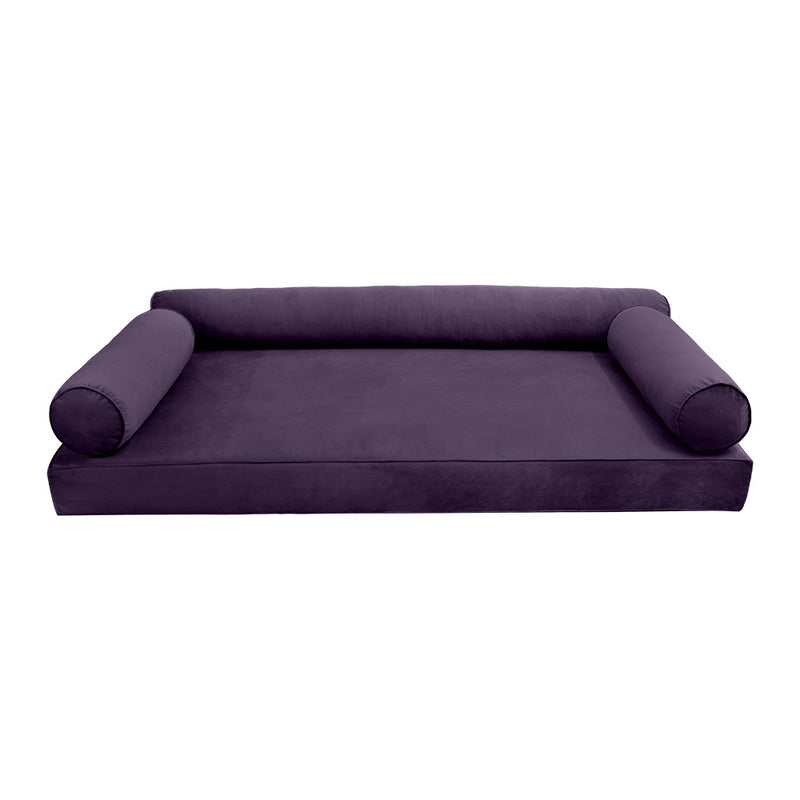 Model V6 - Velvet Indoor Daybed Mattress Bolster Pillow |COVERS ONLY|