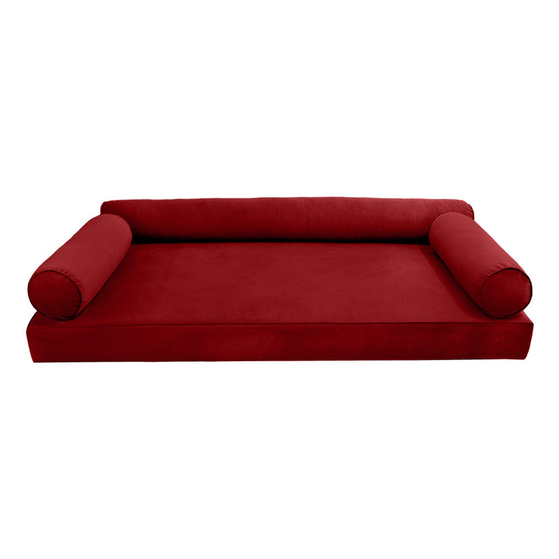 Model V6 - Velvet Indoor Daybed Mattress Bolster Pillow |COVERS ONLY|