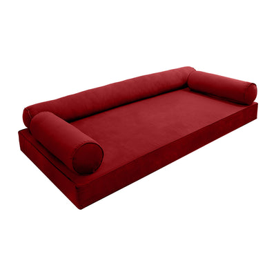 Model V6 - Velvet Indoor Daybed Mattress Bolster Pillows and Covers |Complete Set|