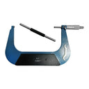 Digital micrometer measuring tool set in blue protective case