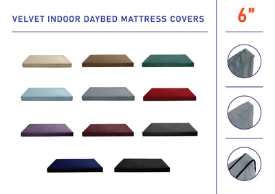 6" Thickness Velvet Indoor Daybed Mattress Fitted Sheet |Slipcover Only|