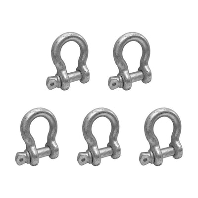 1/2'' Screw Pin Anchor D Ring Rigging Bow Shackle Galvanized Steel Drop Forged Set 5 PC For Marine Boat WLL 4000 Lbs