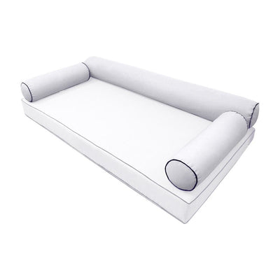 Model-6 AD105 Crib Size 50" x 8" Contrast Pipe Trim Bolster Pillow Cushion Outdoor SLIP COVER ONLY