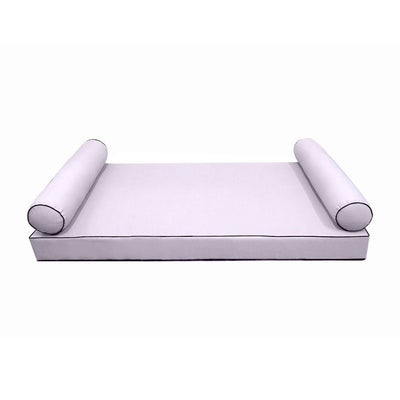 *COVER ONLY*-Model-5 Outdoor Daybed Mattress Bolster Pillow Slipcovers Contrast Pipe Trim Crib Size-AD107
