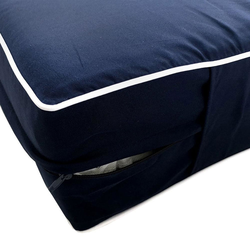 *COVER ONLY*-Model-5 Outdoor Daybed Mattress Bolster Pillow Slipcovers Contrast Pipe Trim Full Size - AD101