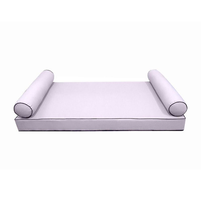 *COVER ONLY*-Model-5 Outdoor Daybed Mattress Bolster Pillow Slipcovers Contrast Pipe Trim Full Size - AD107