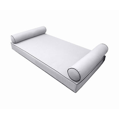 *COVER ONLY*-Model-5 Outdoor Daybed Mattress Bolster Pillow Slipcovers Contrast Pipe Trim Twin-XL Size - AD105