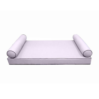 *COVER ONLY*-Model-5 Outdoor Daybed Mattress Bolster Pillow Slipcovers Contrast Pipe Trim Twin-XL Size - AD107