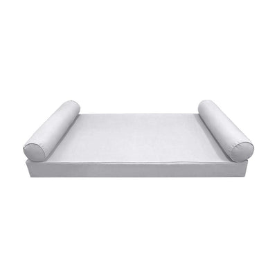 *COVER ONLY*-Model-5 Outdoor Daybed Mattress Bolster Pillow Slipcovers Pipe Trim Full Size-AD105