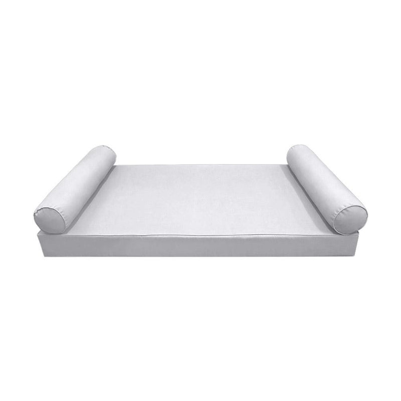 *COVER ONLY*-Model-5 Outdoor Daybed Mattress Bolster Pillow Slipcovers Pipe Trim Queen Size-AD105